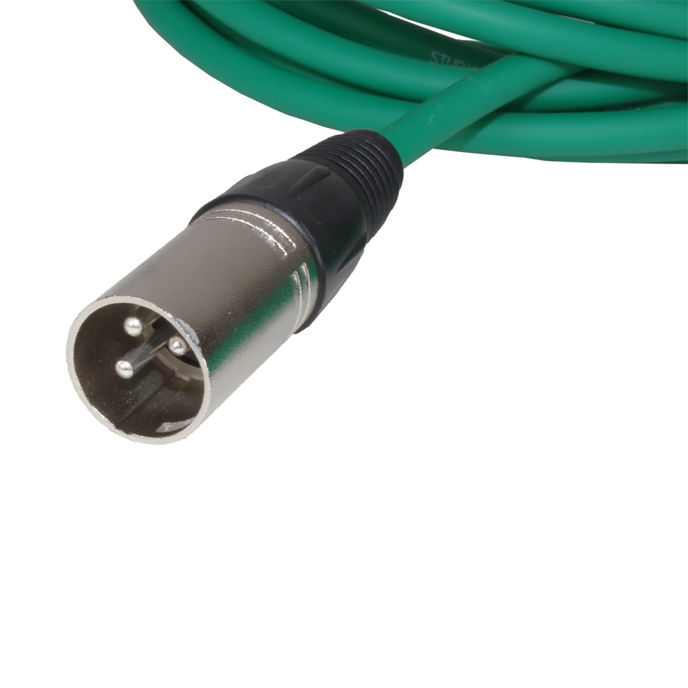 XLR Male XLR Female Lead 5m Green Leads XLR Cables & Leads
